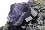 Purple Cube-Dodecahedron Fluorite on Sparkling Quartz - China #226165-2